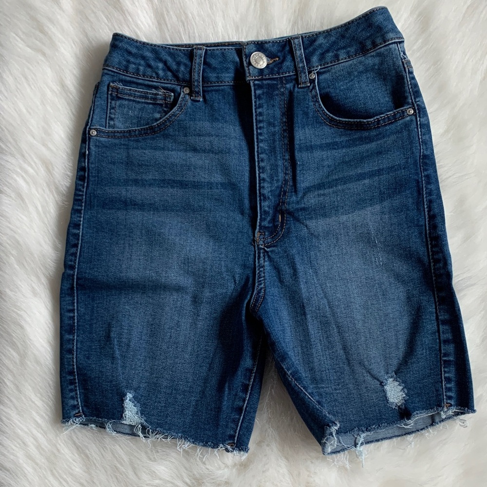 Refuge Blue Distressed Jean Shorts